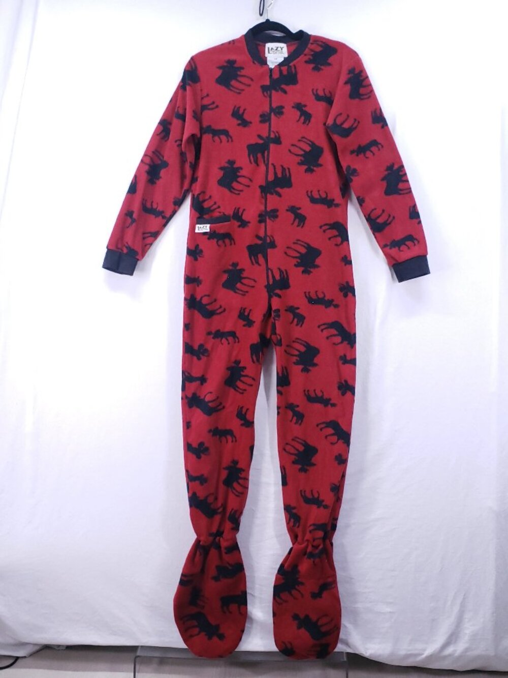 Lazy One Adult Suit One Piece Pajamas Size 12 Red Moose Holiday Cozy